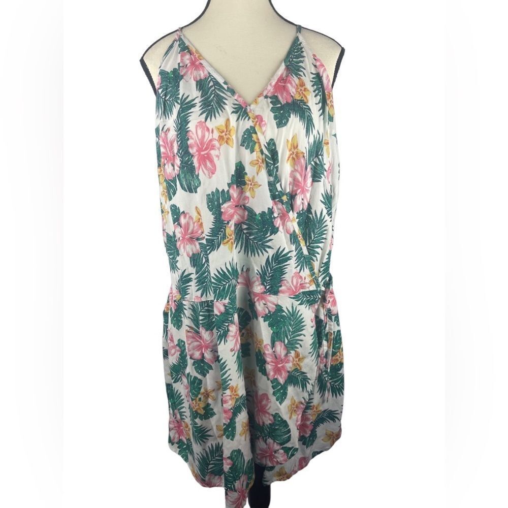 Arizona Jean & Co Women Sleeveless Tropical Romper W/ Adjustable Straps Size:XXL